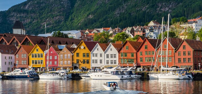 Amera -Haeuserfassaden von Bergen, Norwegen