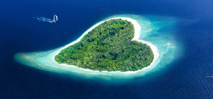 Artania -Insel in der Form eines Herzes