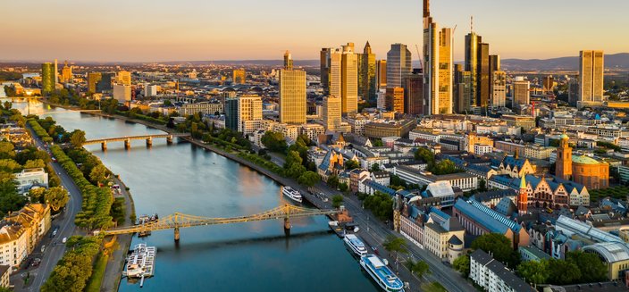 Asara -Luftaufnahme von Frankfurt am Main, Deutschland