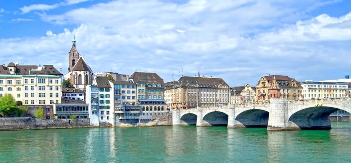 Asara -malerisches Stadtbild in Basel, Schweiz