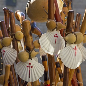 Wanderstöcke vom Jakobsweg, Spanien