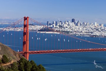 Blick auf die weltberühmte Golden Gate Bridge, USA