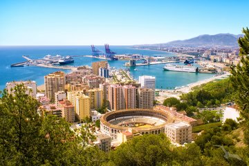 Panoramablick über die Bucht von Málaga, Spanien