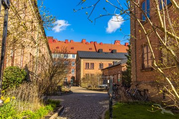Gasse in der Altstadt Hagas, Göteborg, Schweden