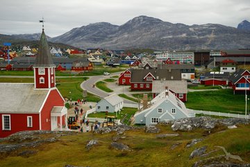 Panorama des Städtchens Nuuk, Grönland