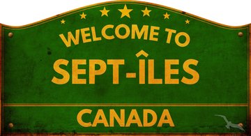 Eingangsschild nach Sept-Îles, Kanada