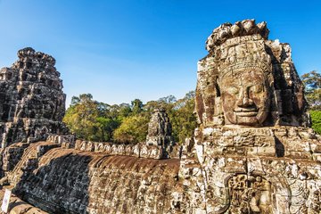 Steinskulptur in der Tempelanlage Angkor Wat, Kambodscha