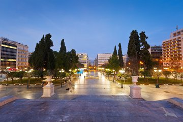 Der Syntagma Platz vor dem Parlamentsgebäude in Athen, Griechenland