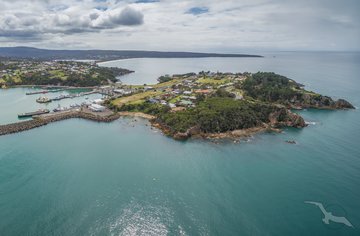 Panoramaaufnahme der Küste von Eden, Australien