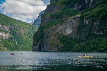Kajaktour im Geirangerfjord, Norwegen