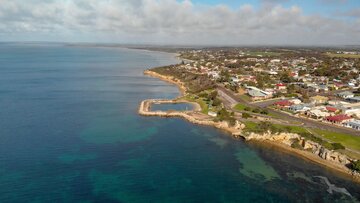 Luftaufnahme der Küste von Kingscote, Australien