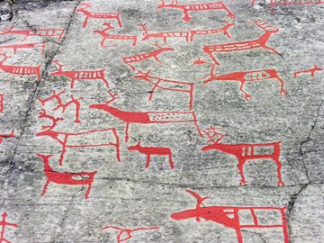 Felsenzeichnungen von Hjemmeluft, Norwegen