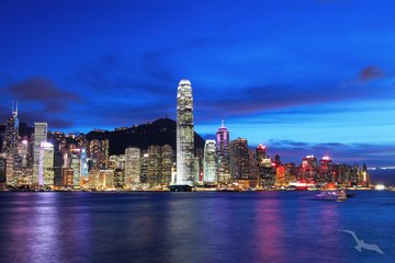 Skyline von Hongkong bei Nacht, China