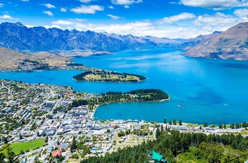 Panorama von Queenstown und Umland, Neuseeland
