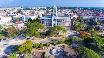 Luftansicht der Hauptinsel Sansibar des tansanischen Sansibar-Archipel. Tansania