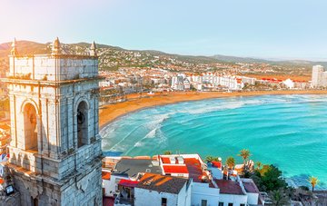 Blick vom Castillo de Peniscola auf die Stadt, Spanien