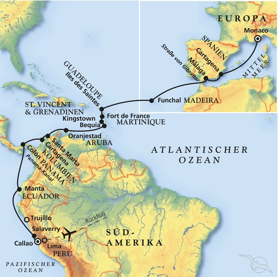 Kurs Karibik Und Durch Den Panama Kanal Nach Peru Kreuzfahrt Mit Amera