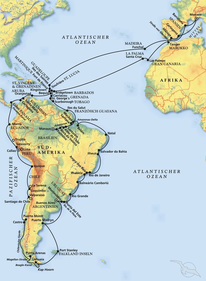 Landkarte anno 1901 Südamerika Anden Amazonas Patagonien Feuerland Brasilien 