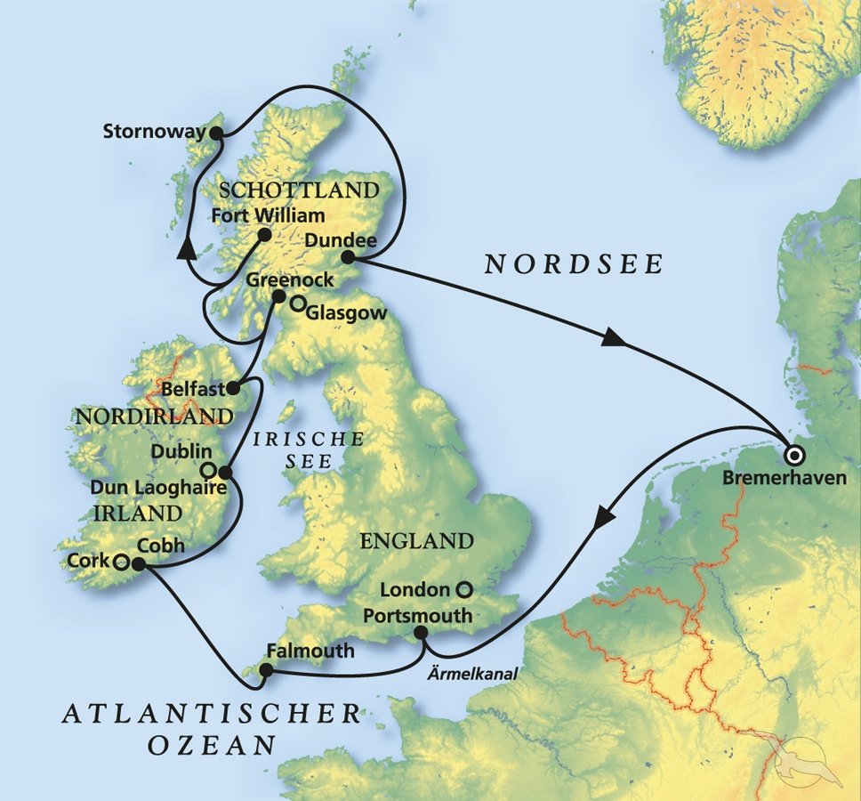 Großbritannien Kreuzfahrt durch das Vereinigte Königreich