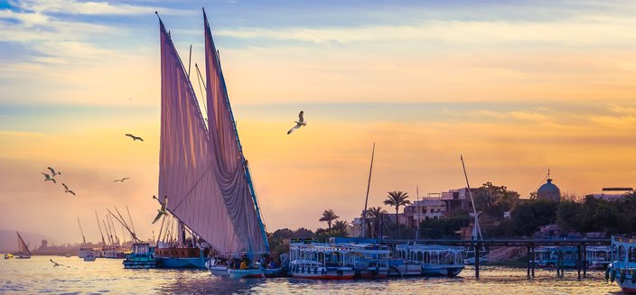 Segelboote auf dem Nil, Aegypten