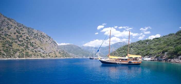 Segelschiiff in Ägäis, Türkei