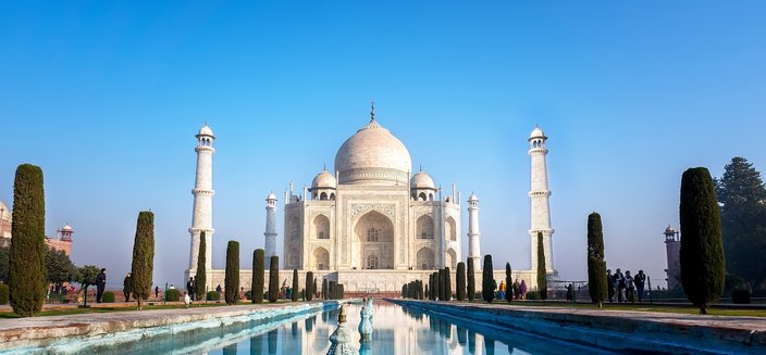 Mausoleum Taj Mahal am Stadtrand von Agra, Indien