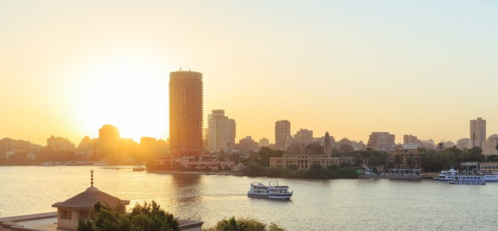 Der Nil am Abend in Kairo, Ägypten