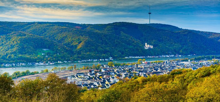 Swiss Crystal -Skyline von Lahnstein mit  Rhein, Deutschland